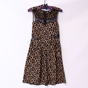 Cheetah print dress with mesh cutouts